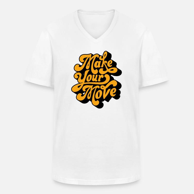 Make Your Move Retro Script - Men's V-Neck T-Shirt - white