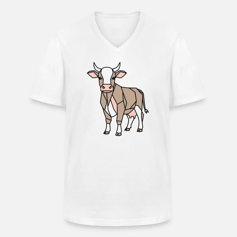 Geometrische Kuh Low Poly Modern - Männer-T-Shirt mit V-Ausschnitt - Weiß