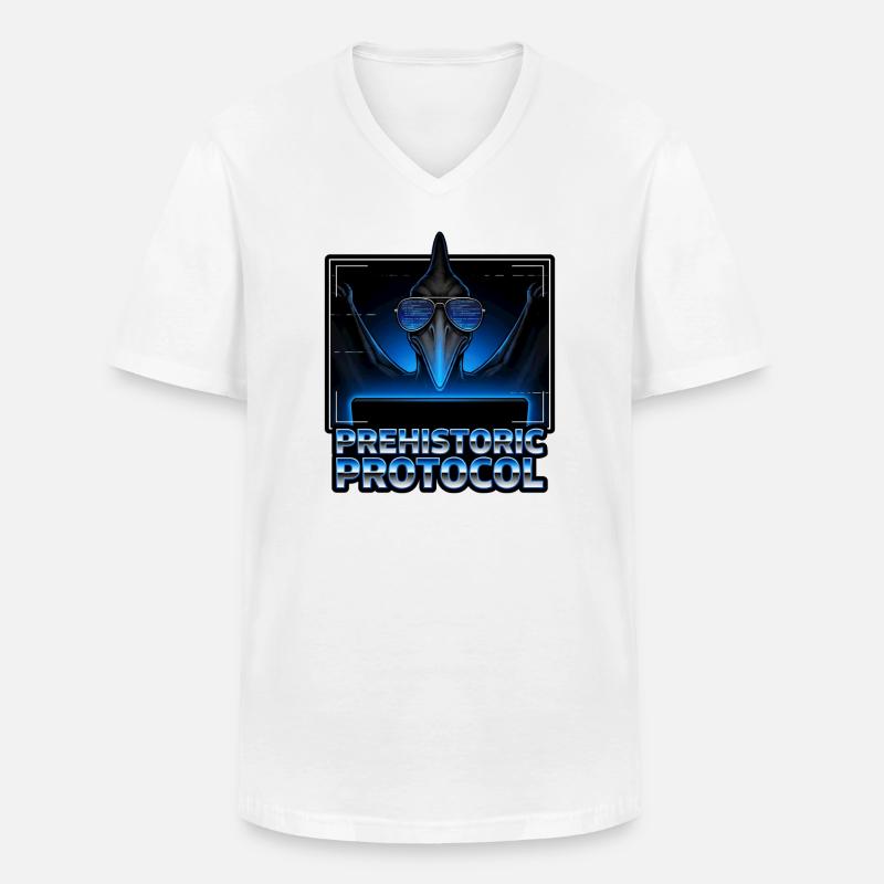 Vorzeitliches Protokoll Neon - Männer-T-Shirt mit V-Ausschnitt - Weiß