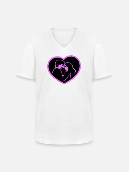 Herz Verliebt Paar - Männer-T-Shirt mit V-Ausschnitt - Weiß