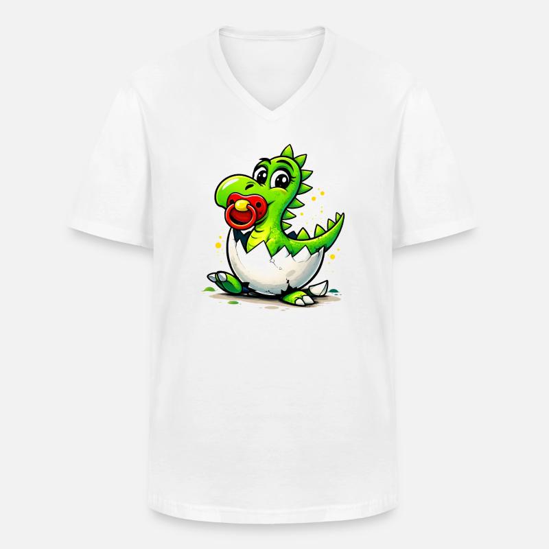 Baby Drache mit Schnuller - Männer-T-Shirt mit V-Ausschnitt - Weiß