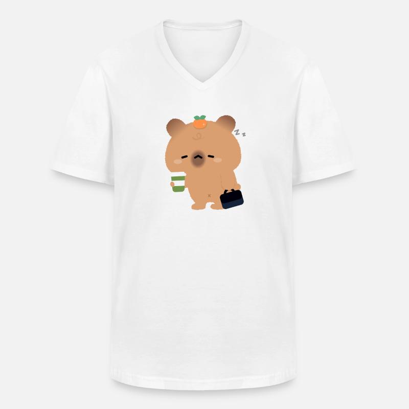 Müde Capybara mit Kaffee - Männer-T-Shirt mit V-Ausschnitt - Weiß