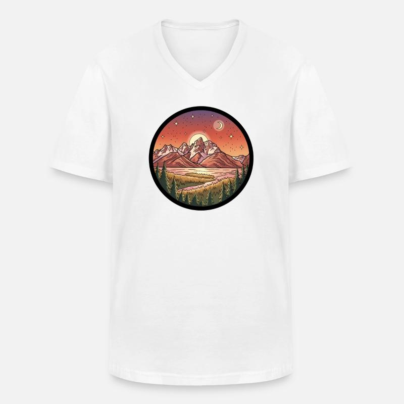 Mondscheingebirge Rundpatch - Männer-T-Shirt mit V-Ausschnitt - Weiß