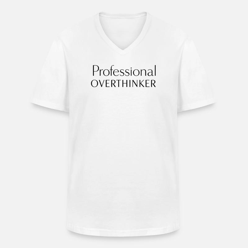 PROFESSIONAL OVERTHINKER Minimalist - Männer-T-Shirt mit V-Ausschnitt - Weiß