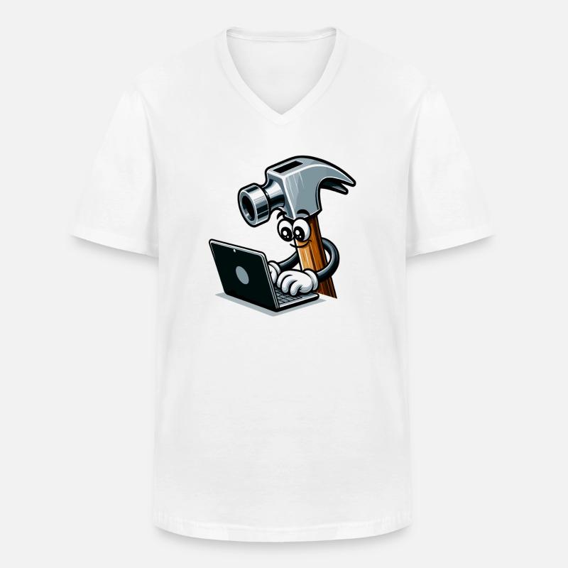 HammerCode: Tool meets bits - Men's V-Neck T-Shirt - white