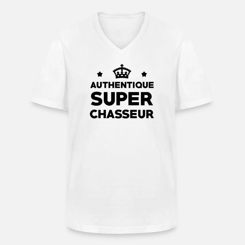 Authentischer Super Hunter - Männer-T-Shirt mit V-Ausschnitt - Weiß