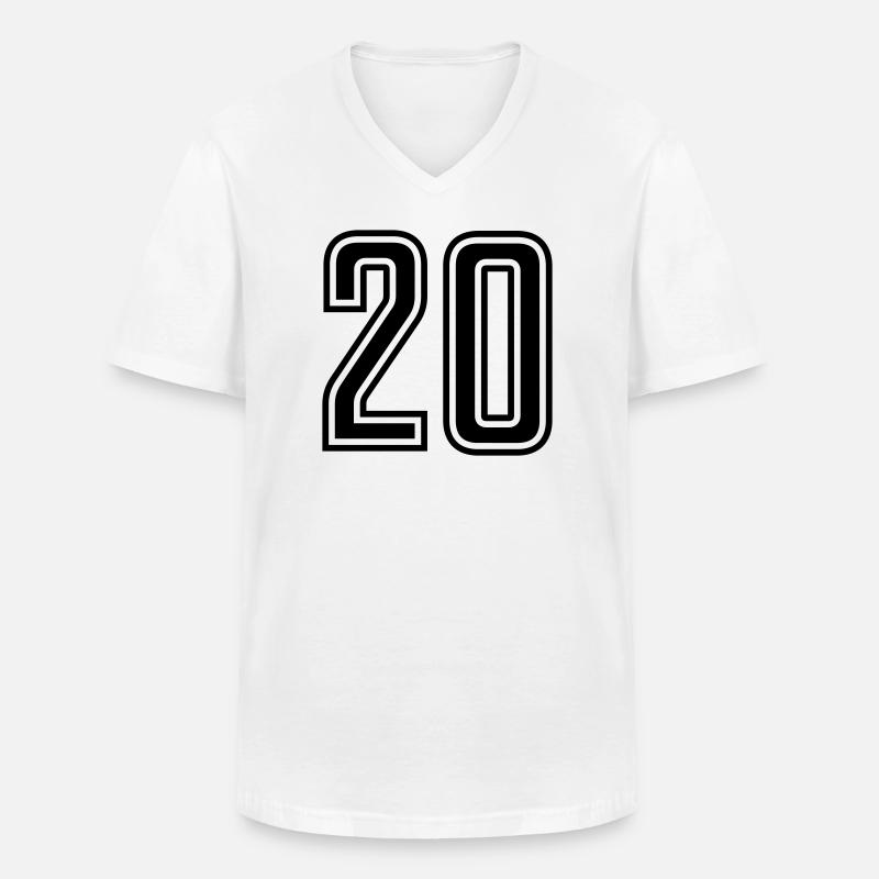 20 - Männer-T-Shirt mit V-Ausschnitt - Weiß
