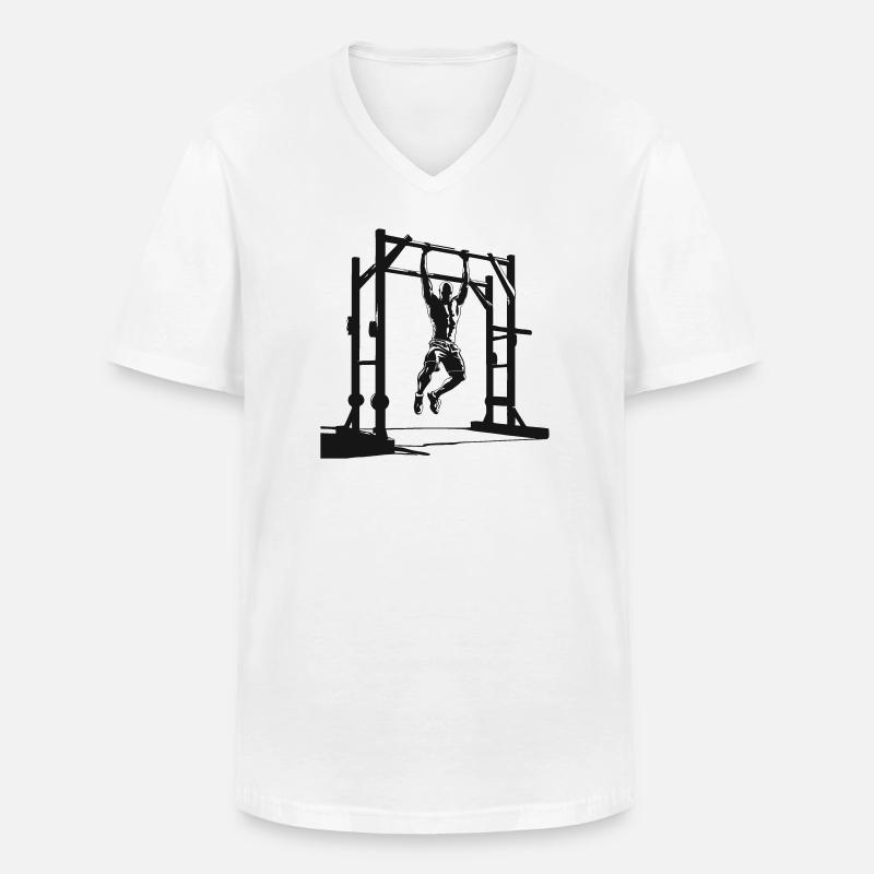 Pull-Up Silhouette - Männer-T-Shirt mit V-Ausschnitt - Weiß