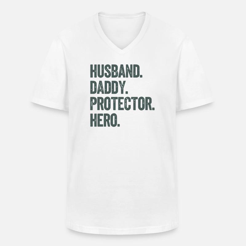 Husband Daddy Protector Hero - Männer-T-Shirt mit V-Ausschnitt - Weiß