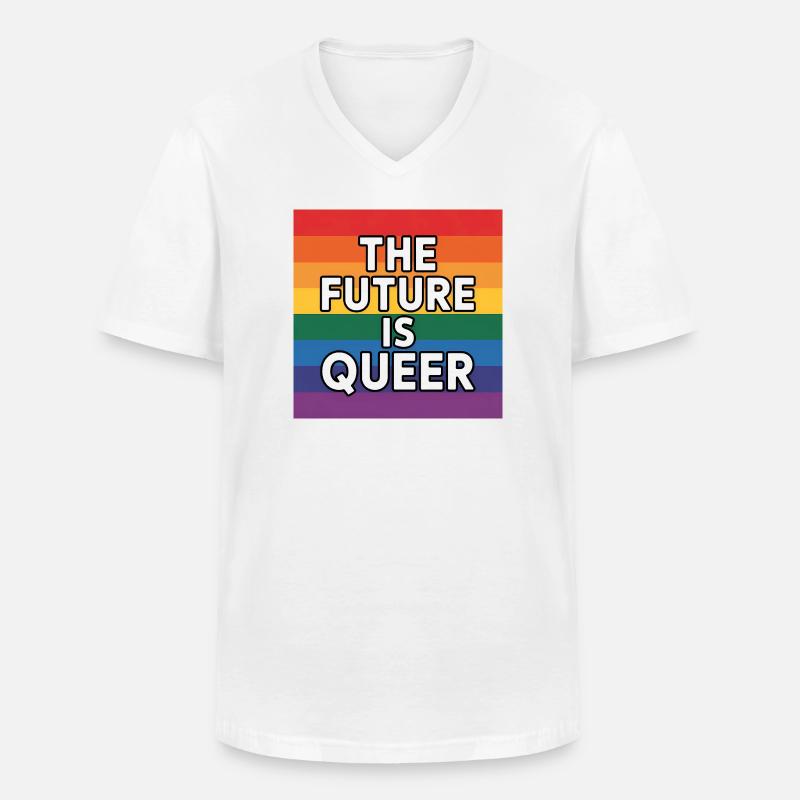 Die Zukunft ist queer – Pride Tee - Männer-T-Shirt mit V-Ausschnitt - Weiß