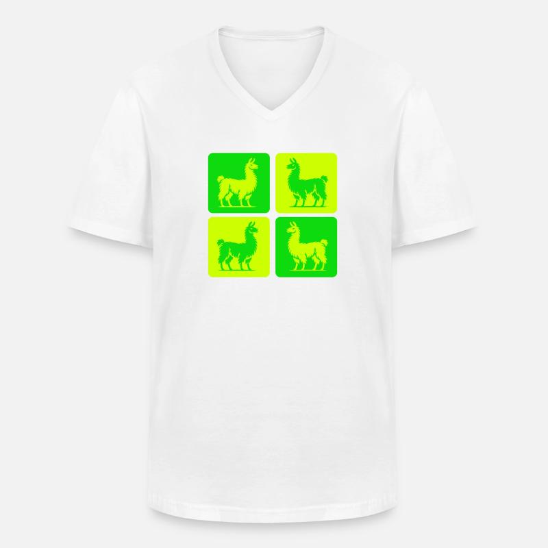 Lama Pop Art - Männer-T-Shirt mit V-Ausschnitt - Weiß
