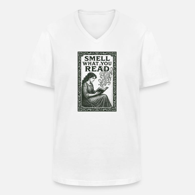 Riech was du liest | Büchergeruch - Männer-T-Shirt mit V-Ausschnitt - Weiß