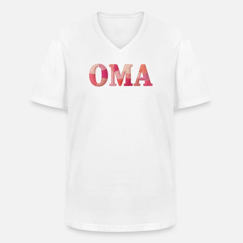 OMA Cozy Patchwork Statement Geschenk - Männer-T-Shirt mit V-Ausschnitt - Weiß