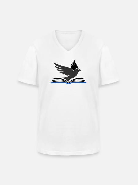 Bird flies out of book - Men's V-Neck T-Shirt - white