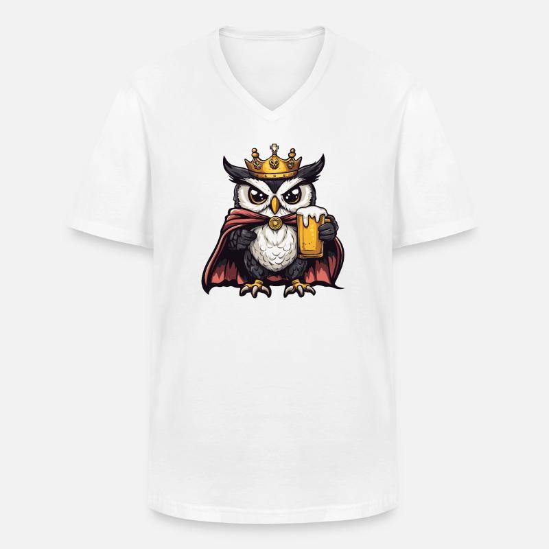 Eule Bier König - Männer-T-Shirt mit V-Ausschnitt - Weiß