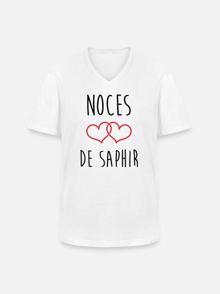 Sapphire Wedding 16 Years of Marriage - Men's V-Neck T-Shirt - white