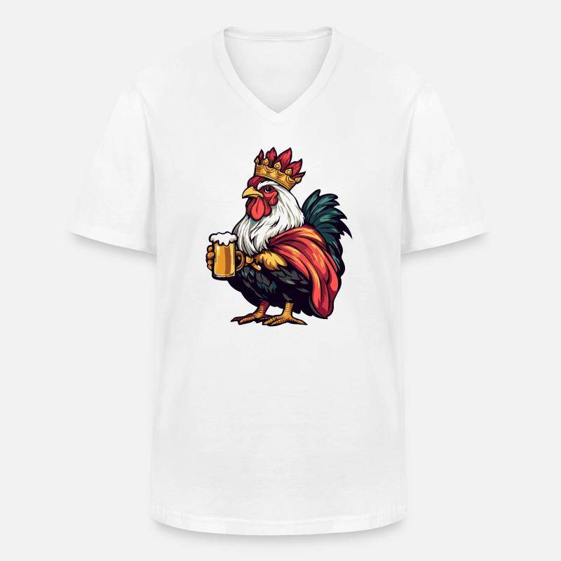 Hahn Bier König - Männer-T-Shirt mit V-Ausschnitt - Weiß