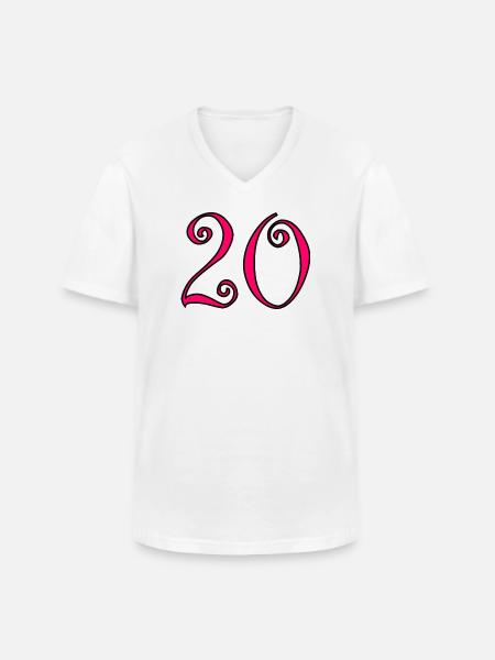 Farbe2-460_text234-2-50-5-4-8-6-8-7-3-0-6-3-3 - Männer-T-Shirt mit V-Ausschnitt - Weiß
