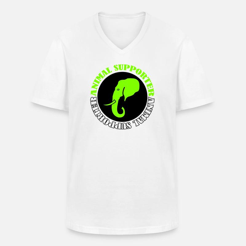  Elefant Tierunterstützer - Männer-T-Shirt mit V-Ausschnitt - Weiß