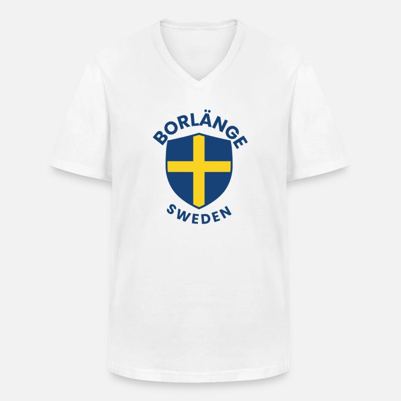 Borlänge-Schild: Schwedisches Flaggendesign - Männer-T-Shirt mit V-Ausschnitt - Weiß