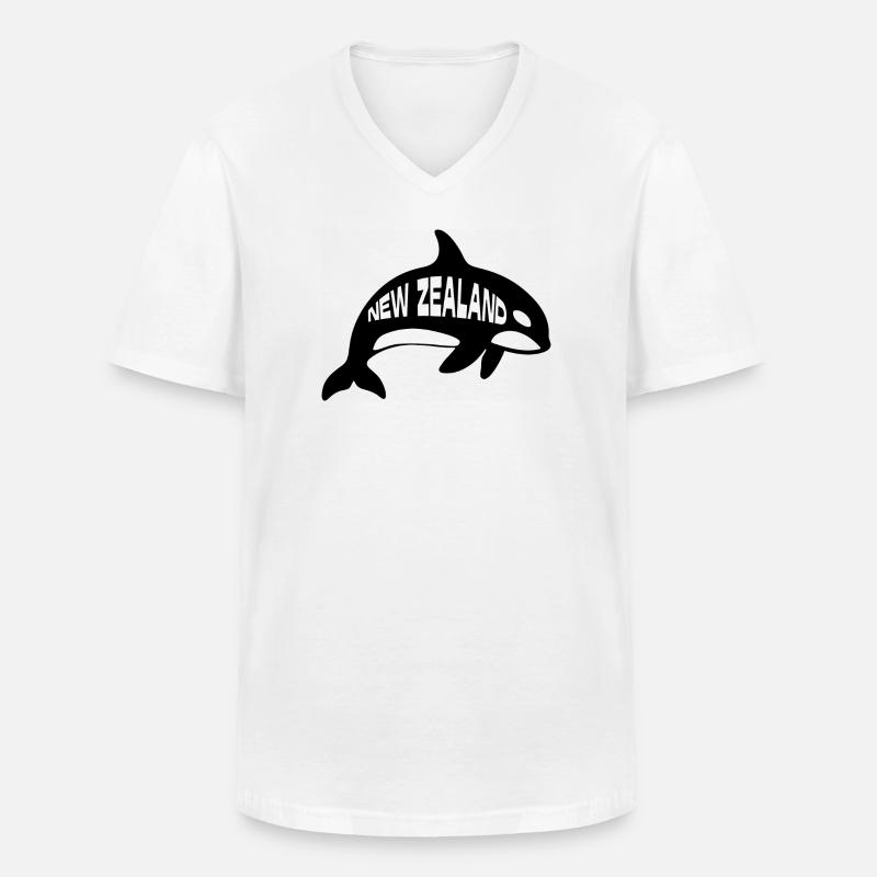 Orca della Nuova Zelanda - Maglietta da uomo classica con scollo a V - bianco
