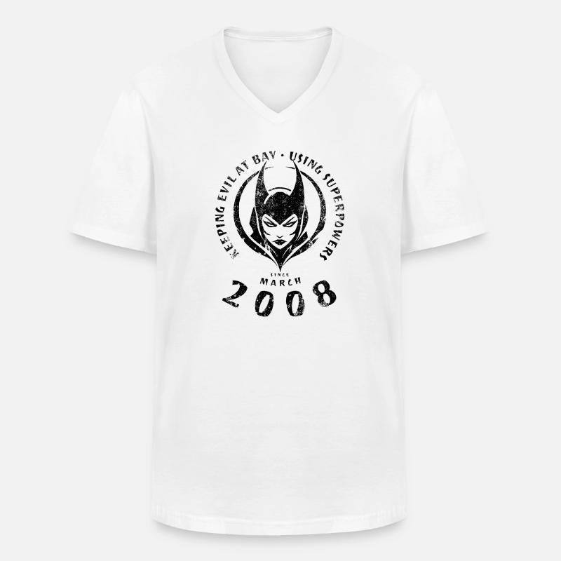 18. Birthday Using Superpowers Since 03/2008 - Men's V-Neck T-Shirt - white