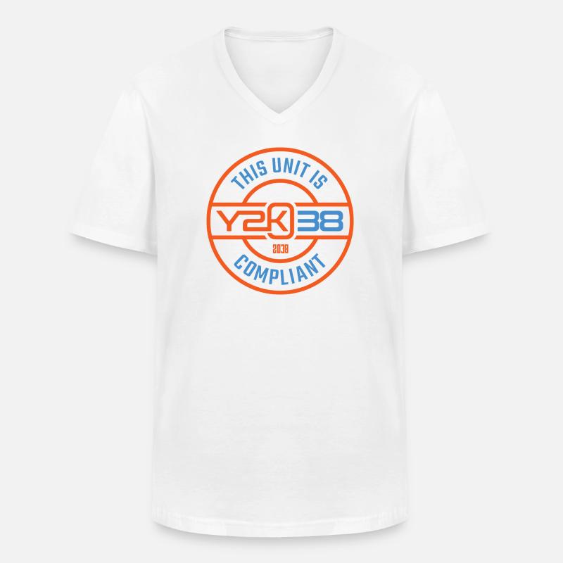 This Unit Y2K38 Compliant - Männer-T-Shirt mit V-Ausschnitt - Weiß