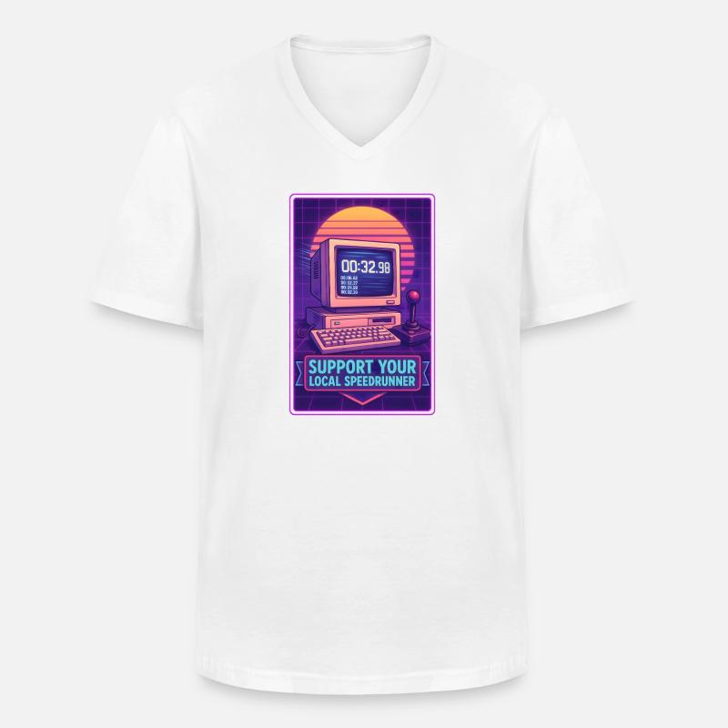 Speedrunner supporten | Retro Gaming Timer - Männer-T-Shirt mit V-Ausschnitt - Weiß