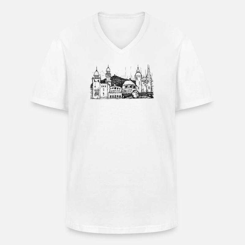 Görlitz Skyline - Männer-T-Shirt mit V-Ausschnitt - Weiß