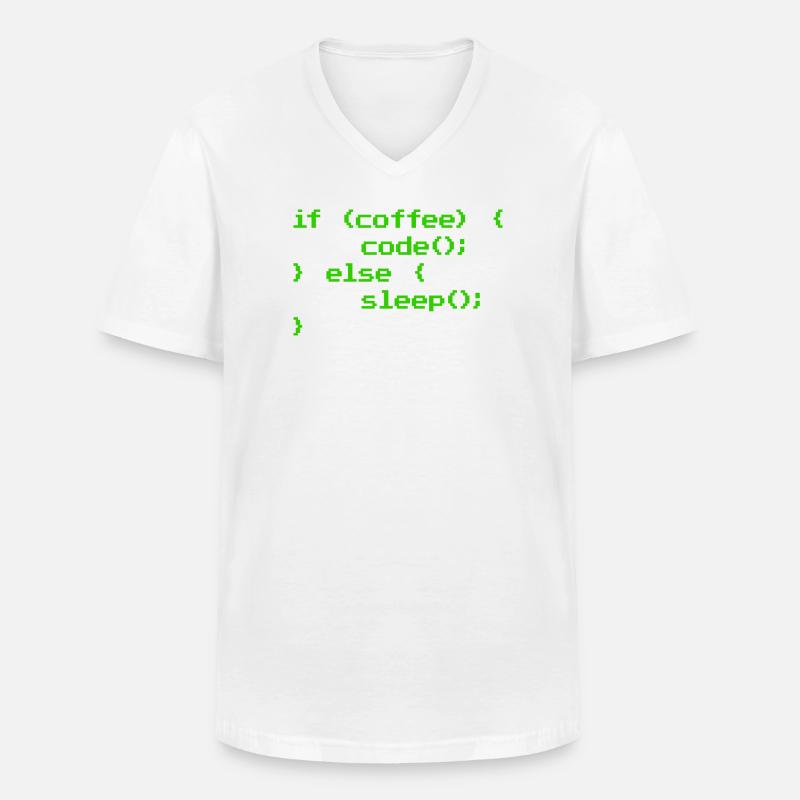 Ingen kaffe Ingen kodprogrammerare Datavetare - T-shirt med V-ringning herr - vit
