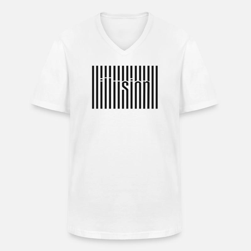 Illusion Barcode Textkunst - Männer-T-Shirt mit V-Ausschnitt - Weiß