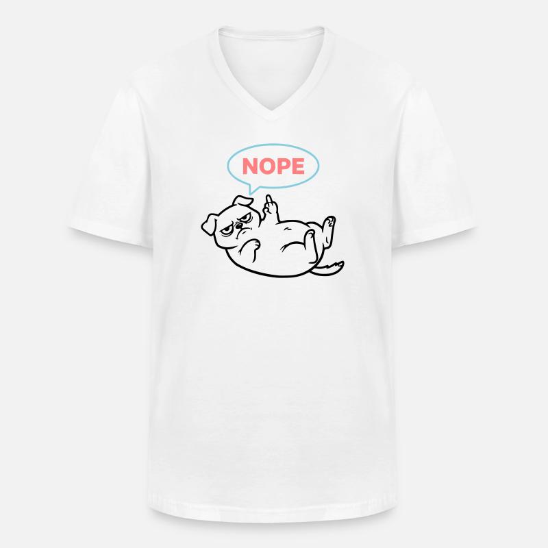  Mops Hund Comic Bunt Outline - Männer-T-Shirt mit V-Ausschnitt - Weiß