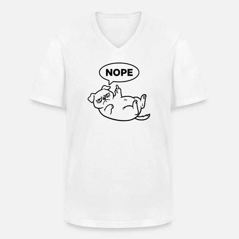 Mops Hund Mittelfinger Nein - Männer-T-Shirt mit V-Ausschnitt - Weiß