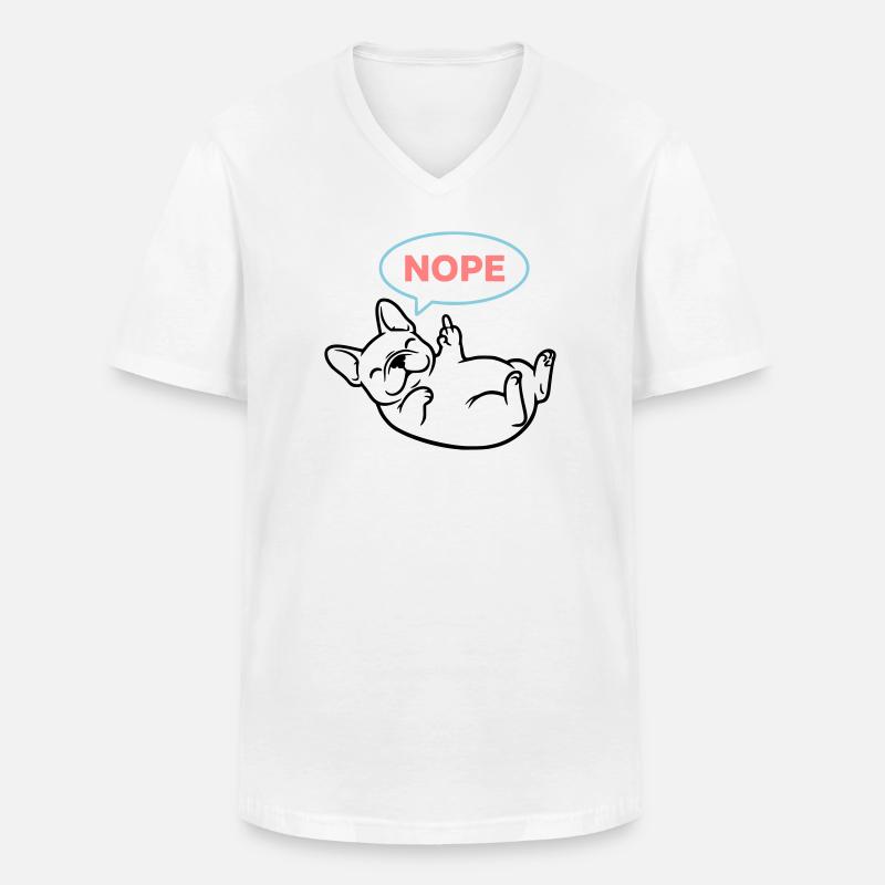 Frenchie Hund Nope Comic Bunt - Männer-T-Shirt mit V-Ausschnitt - Weiß
