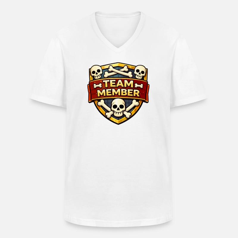 Teammitglied Schädel Schild - Männer-T-Shirt mit V-Ausschnitt - Weiß