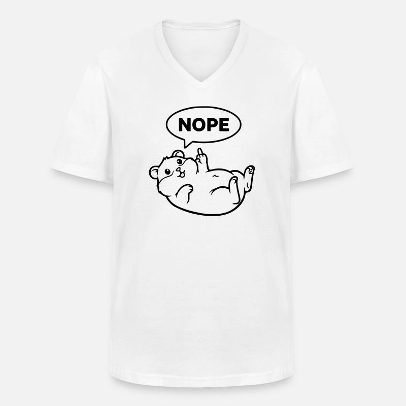 Hamster Mittelfinger Nope Lineart - Männer-T-Shirt mit V-Ausschnitt - Weiß