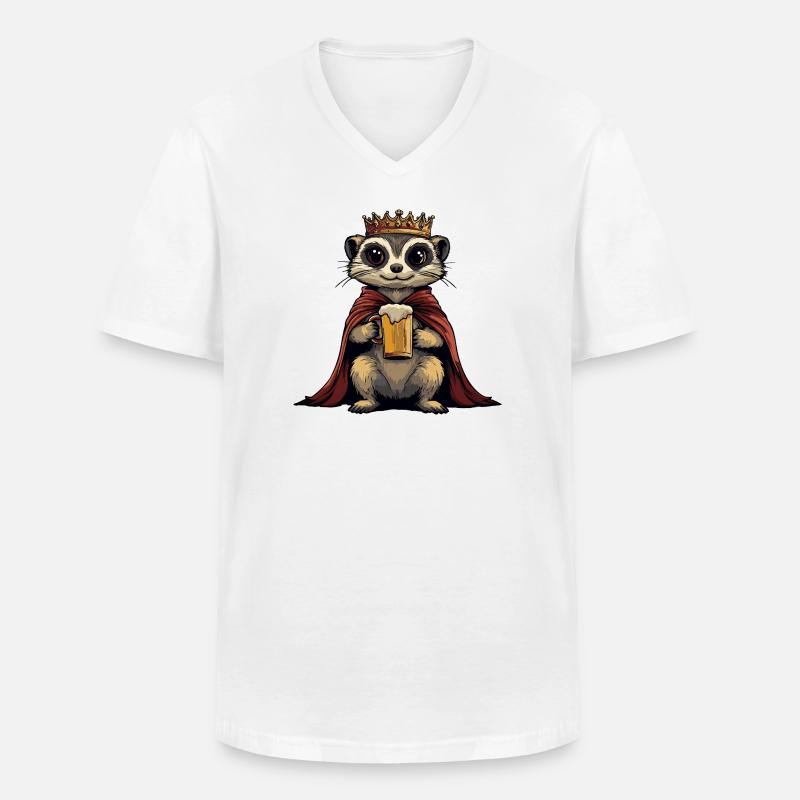 Erdmännchen Bier König - Männer-T-Shirt mit V-Ausschnitt - Weiß