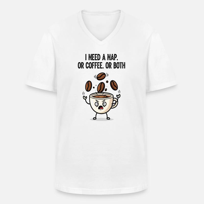 Nickerchen oder Kaffeetassen-Stimmung - Männer-T-Shirt mit V-Ausschnitt - Weiß