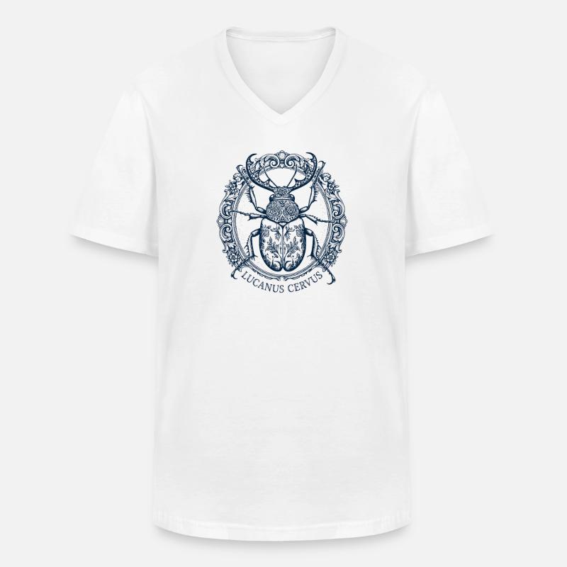 Lucanus Servus - Hirschkäfer - Männer-T-Shirt mit V-Ausschnitt - Weiß
