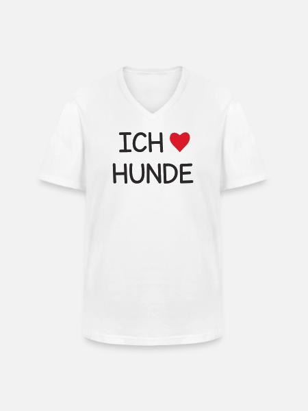 Ich ❤️ Hunde – Süßes Hundeliebe Textdesign - Männer-T-Shirt mit V-Ausschnitt - Weiß
