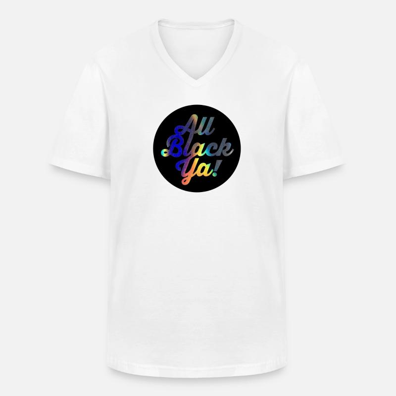 All Black Ya Gradient Script - Men's V-Neck T-Shirt - white