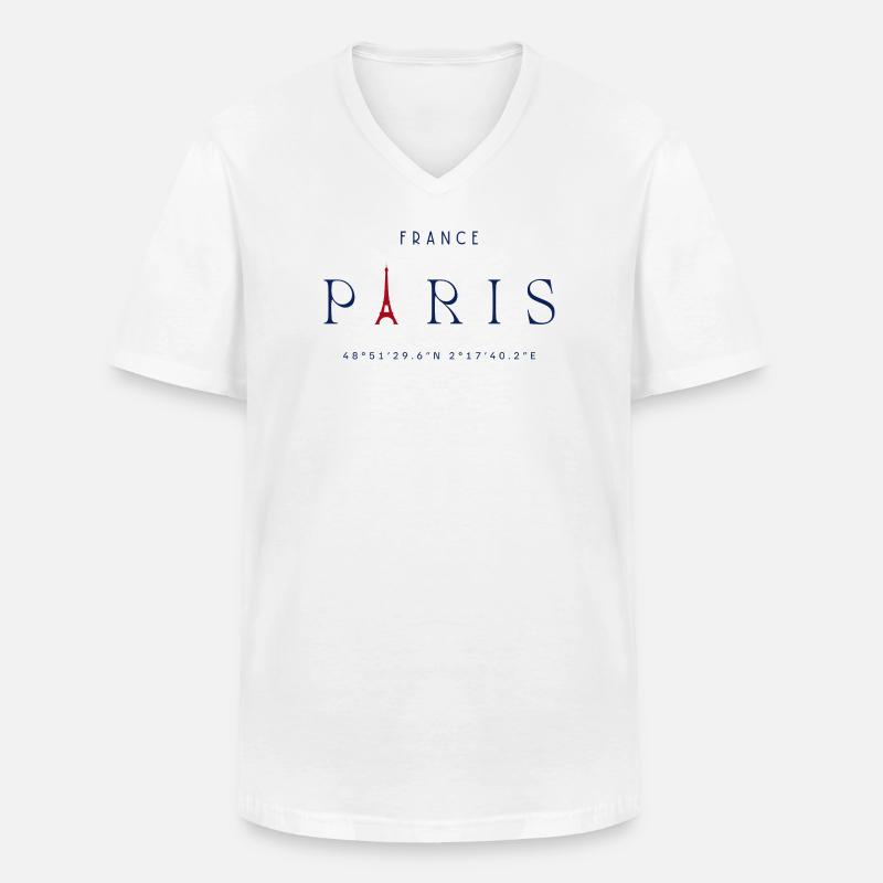 Pariser Blauer Eiffelturm Rot - Männer-T-Shirt mit V-Ausschnitt - Weiß