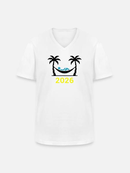 Hammock Palm Trees 2026 - Men's V-Neck T-Shirt - white