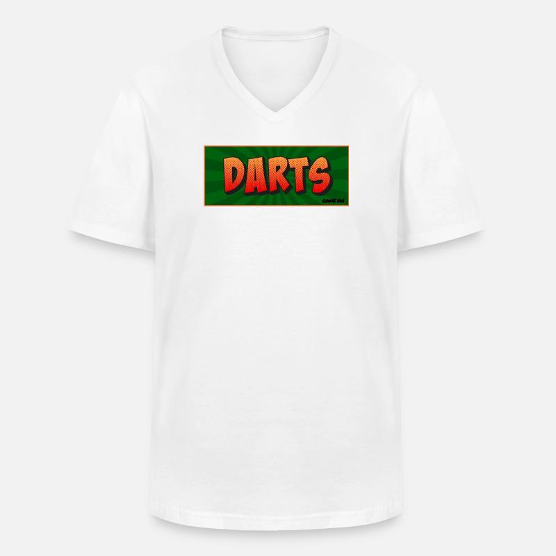 Darts Comic Retro Spielmotiv - Männer-T-Shirt mit V-Ausschnitt - Weiß