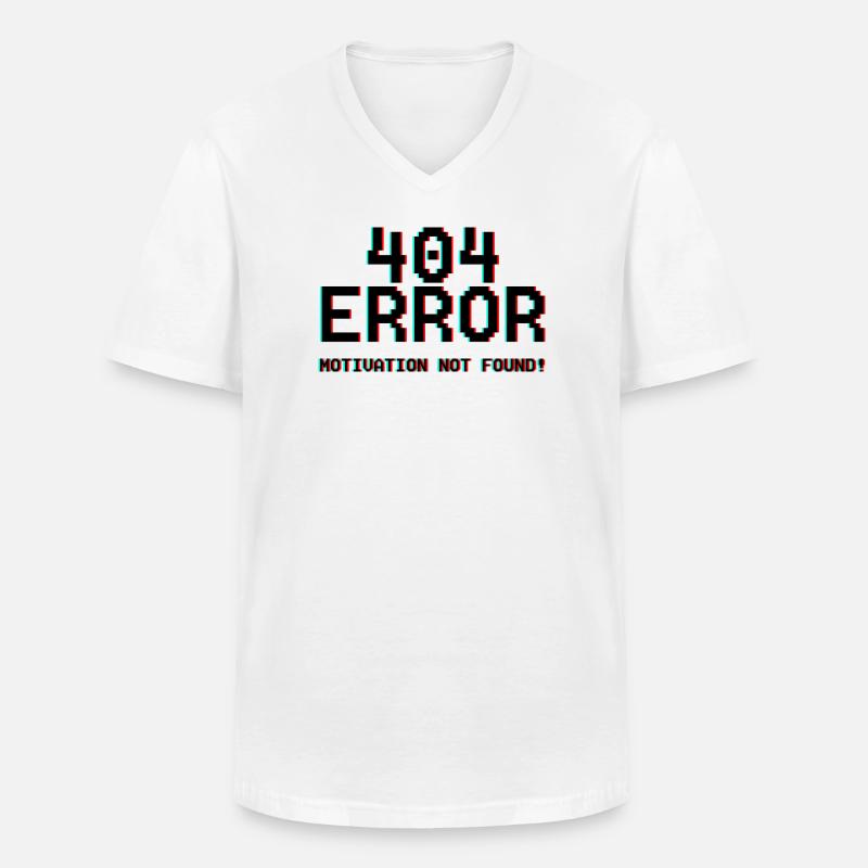 Not Found Glitch Neon 404 - Männer-T-Shirt mit V-Ausschnitt - Weiß