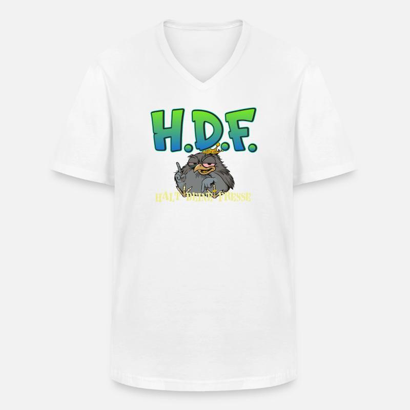 H.D.F.  - Männer-T-Shirt mit V-Ausschnitt - Weiß