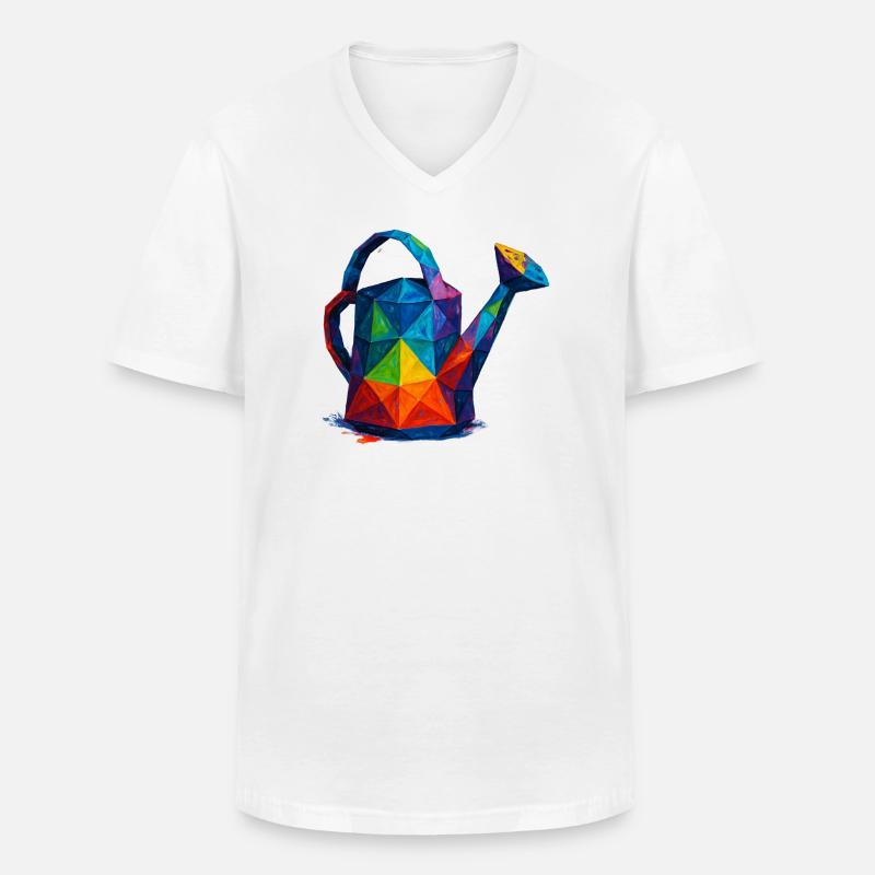 Geometrische Gießkanne – Low-Poly-Gartendesign - Männer-T-Shirt mit V-Ausschnitt - Weiß