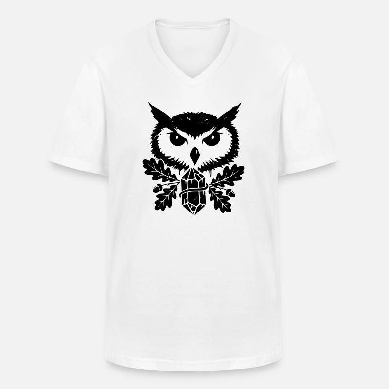Fantasy Eule Kristall Tattoo - Männer-T-Shirt mit V-Ausschnitt - Weiß