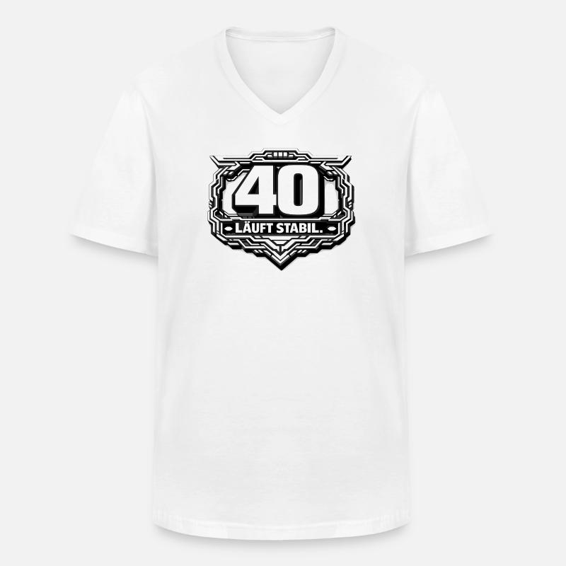 40 Läuft Stabil Badge - Männer-T-Shirt mit V-Ausschnitt - Weiß