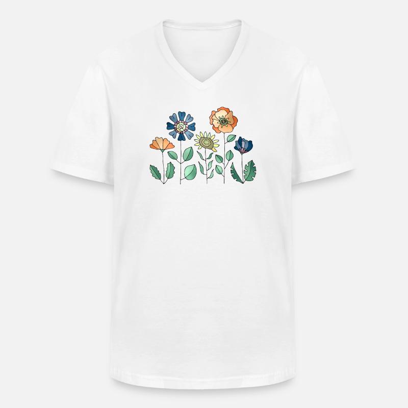 Blumen - Männer-T-Shirt mit V-Ausschnitt - Weiß